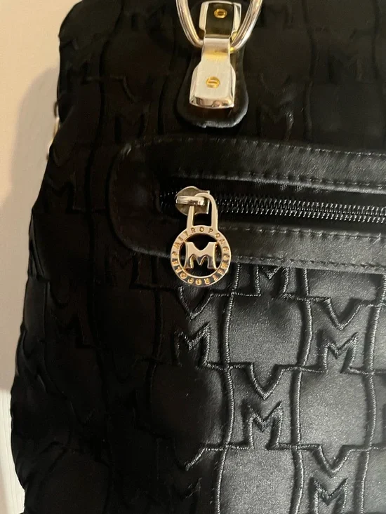 Black Monogram Tote Bag Gold Hardware Shoulder Bag - Picture 3 of 12